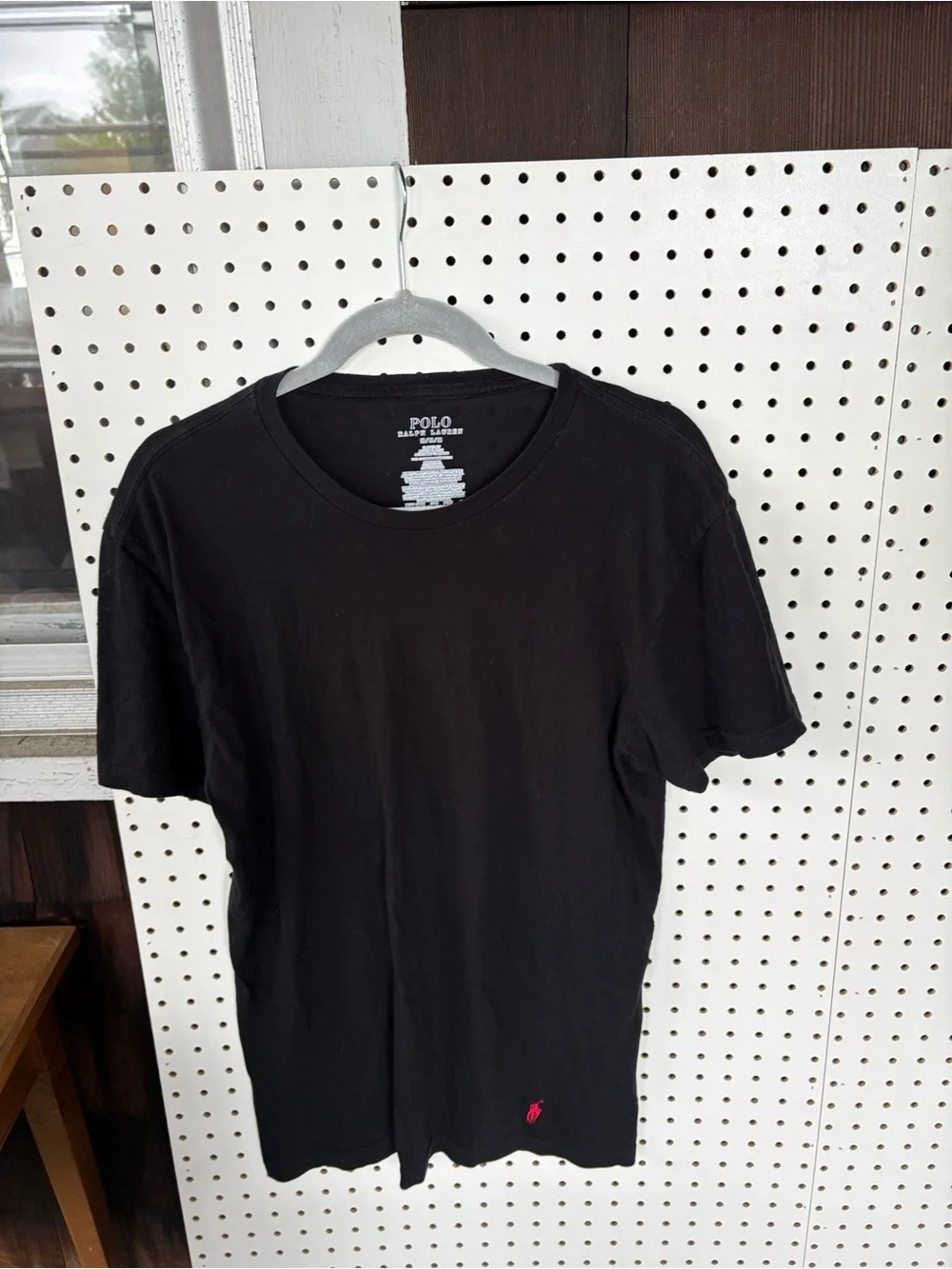 Polo by Ralph Lauren Men’s Black Short-Sleeve Crewneck Tee with Red Pony M